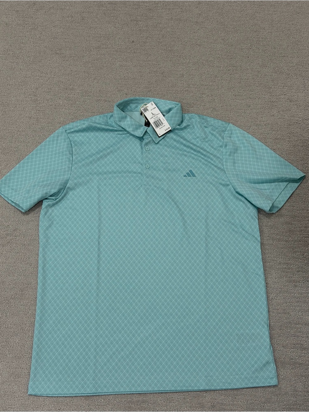 adidas Men's Ultimate365 Mesh Glimmer Print Polo Shirt Semi Flash Aqua color